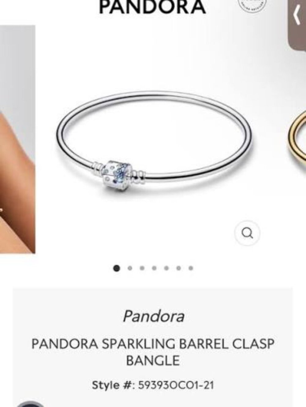 NEW Pandora Silver Bangle with Dark Blue Accent Clasp